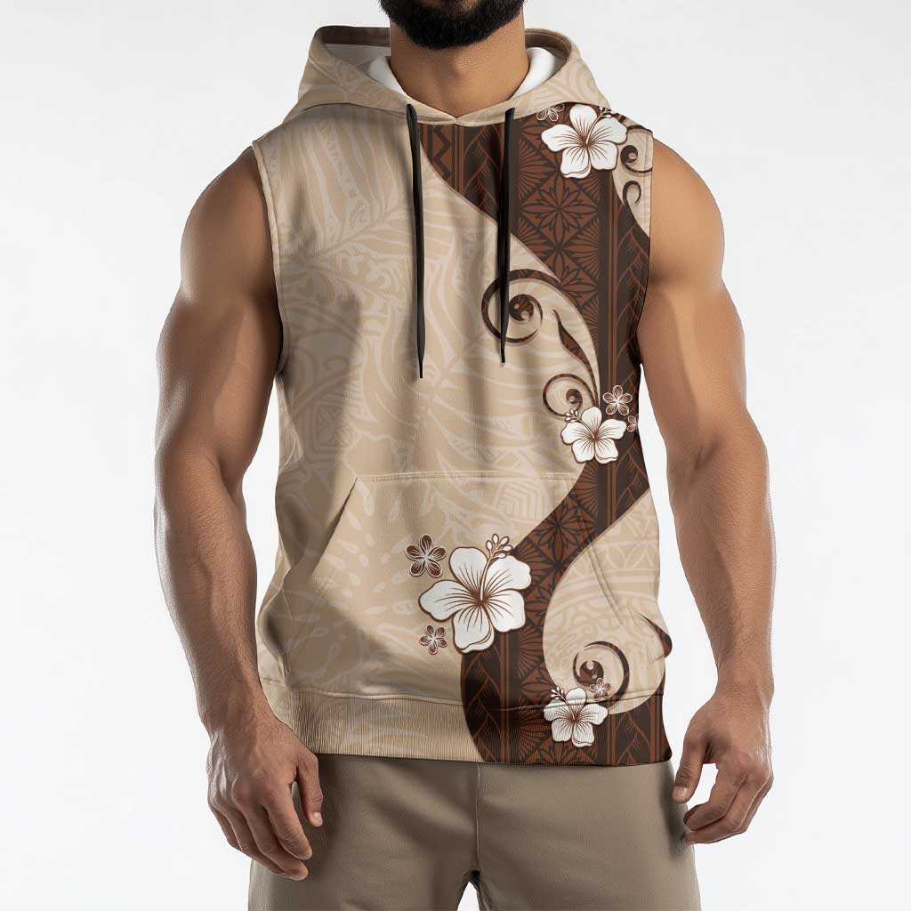 Polynesia Hibiscus Sleeveless Hoodie Cameo Curve Motif LT05 - Polynesian Pride
