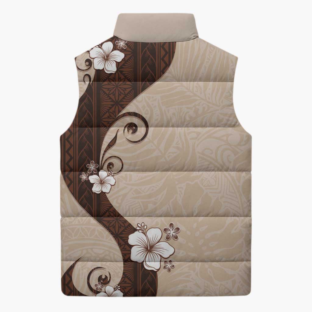 Polynesia Hibiscus Sleeveless Puffer Jacket Cameo Curve Motif LT05 - Polynesian Pride
