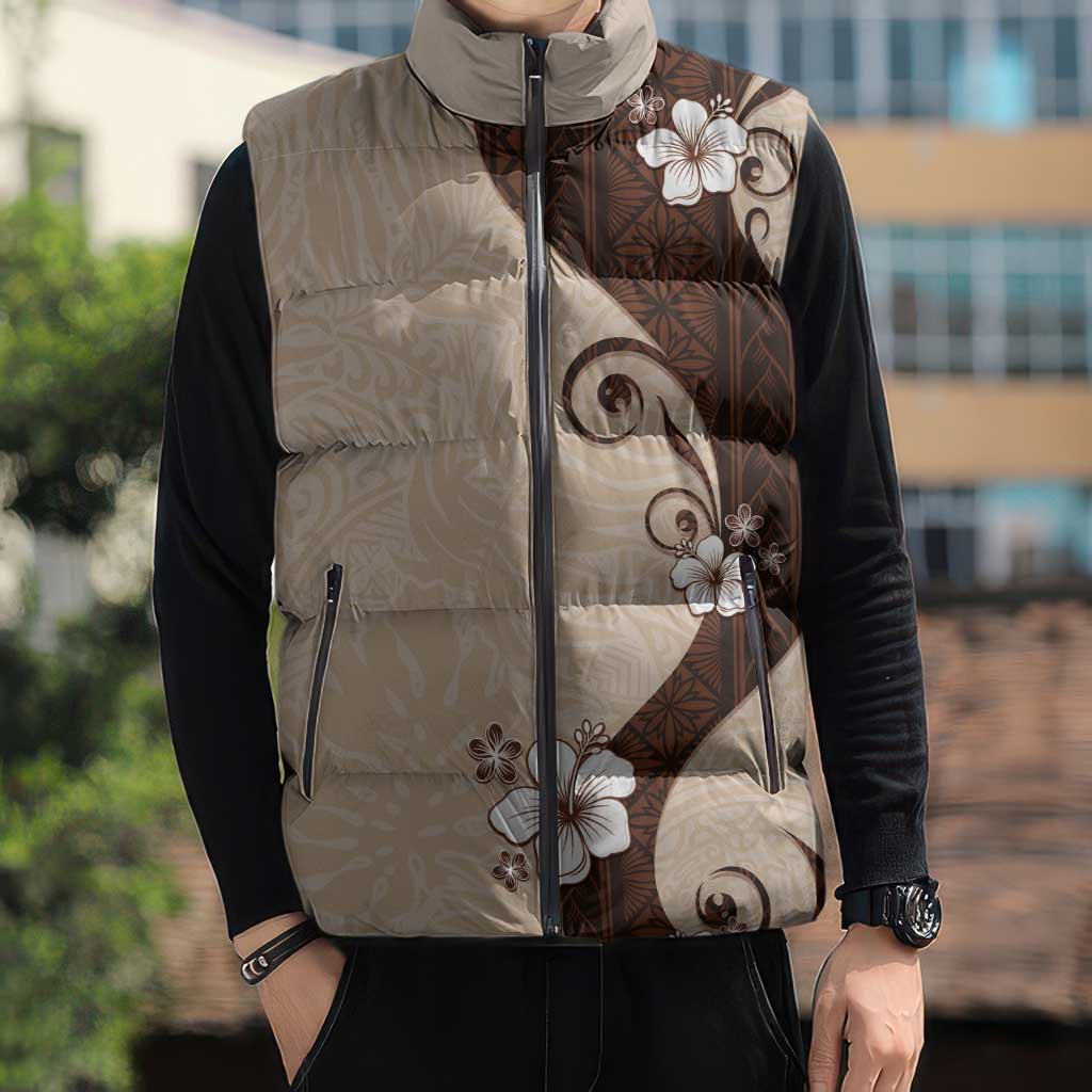 Polynesia Hibiscus Sleeveless Puffer Jacket Cameo Curve Motif LT05 - Polynesian Pride