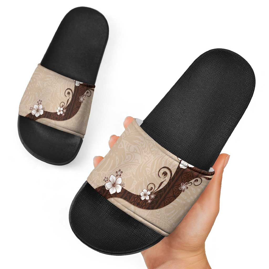 Polynesia Hibiscus Slide Sandals Cameo Curve Motif - Polynesian Pride