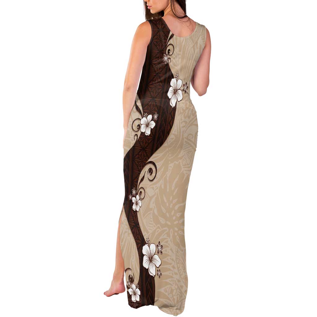 Polynesia Hibiscus Tank Maxi Dress Cameo Curve Motif - Polynesian Pride