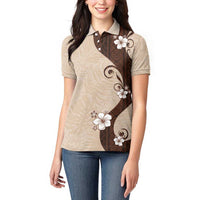 Polynesia Hibiscus Women Polo Shirt Cameo Curve Motif - Polynesian Pride