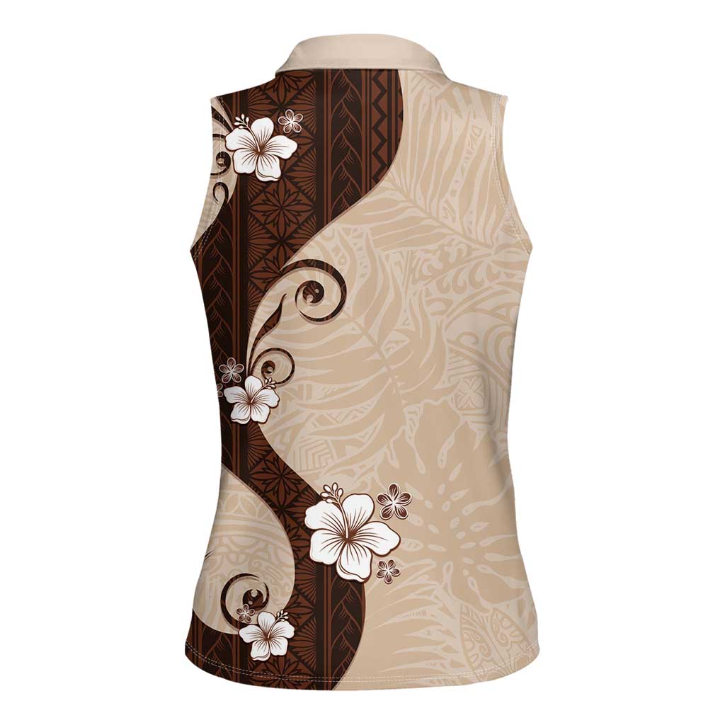 Polynesia Hibiscus Women Sleeveless Polo Shirt Cameo Curve Motif LT05 - Polynesian Pride