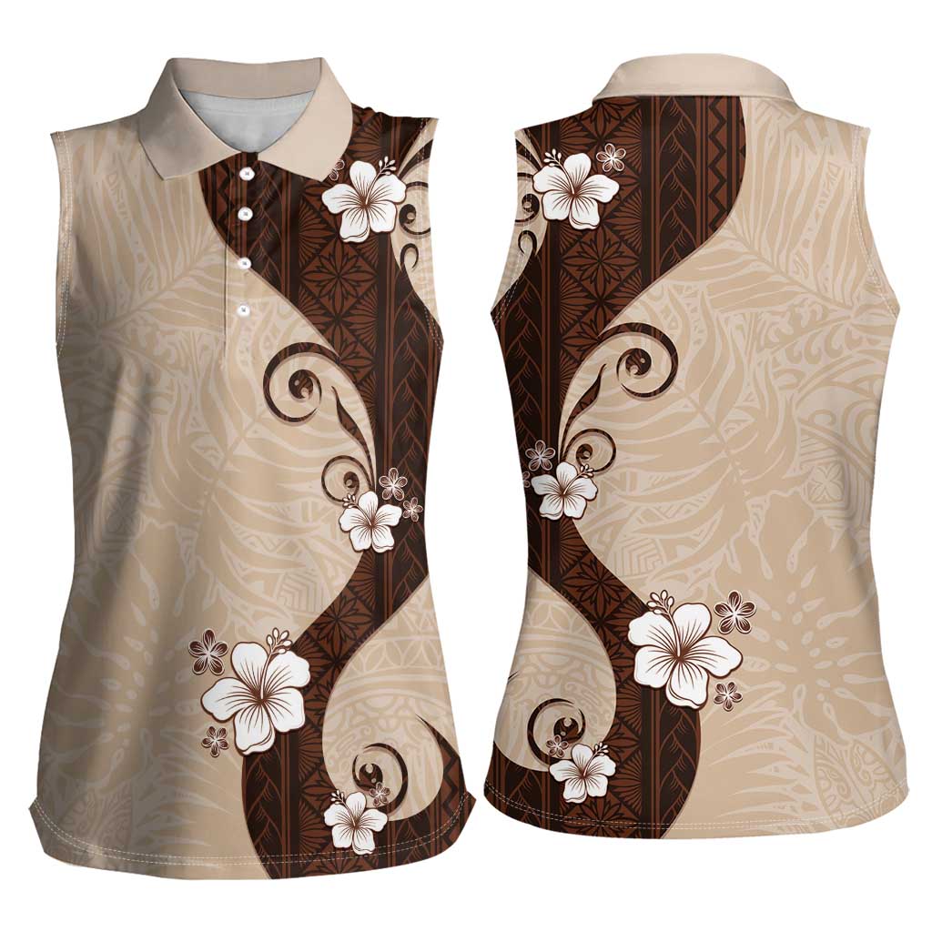 Polynesia Hibiscus Women Sleeveless Polo Shirt Cameo Curve Motif LT05 - Polynesian Pride