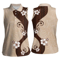 Polynesia Hibiscus Women Sleeveless Polo Shirt Cameo Curve Motif LT05 - Polynesian Pride