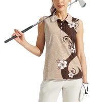 Polynesia Hibiscus Women Sleeveless Polo Shirt Cameo Curve Motif LT05 - Polynesian Pride