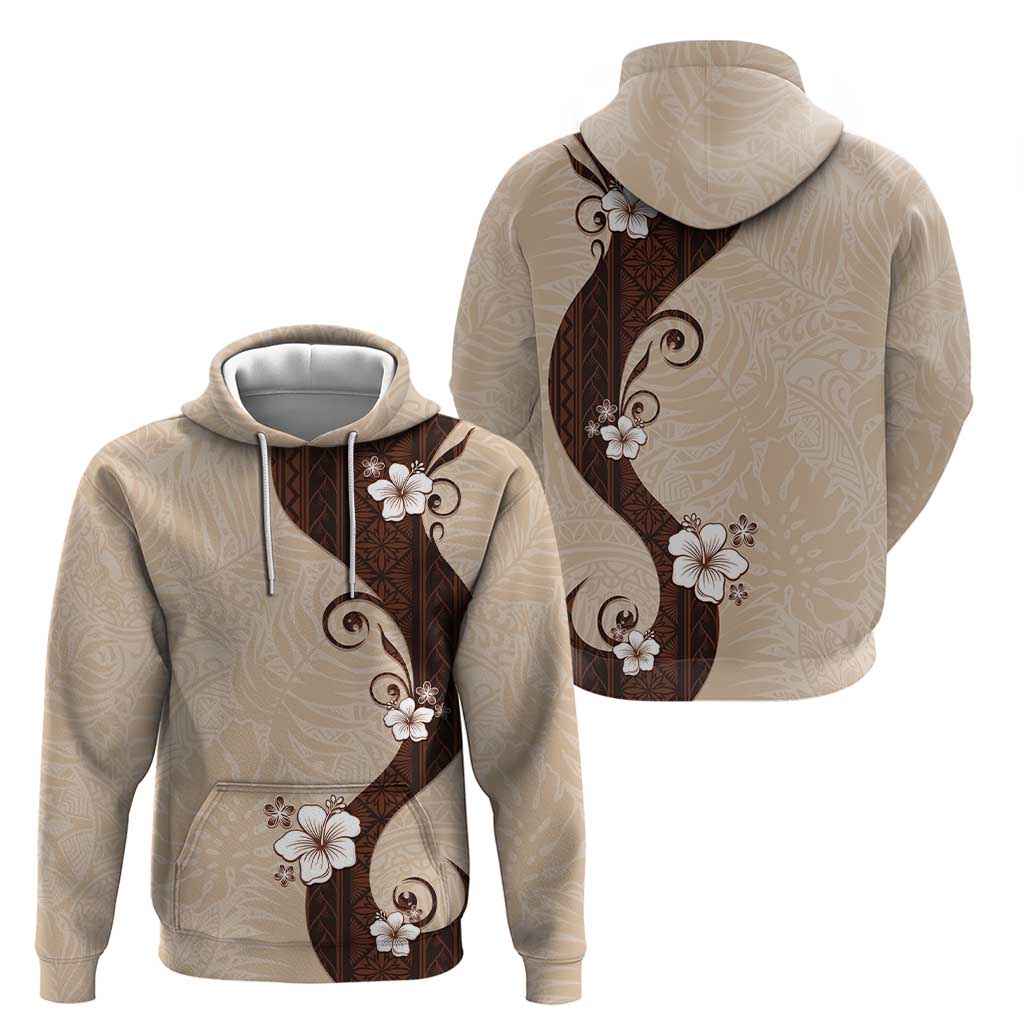 Polynesia Hibiscus Zip Hoodie Cameo Curve Motif - Polynesian Pride
