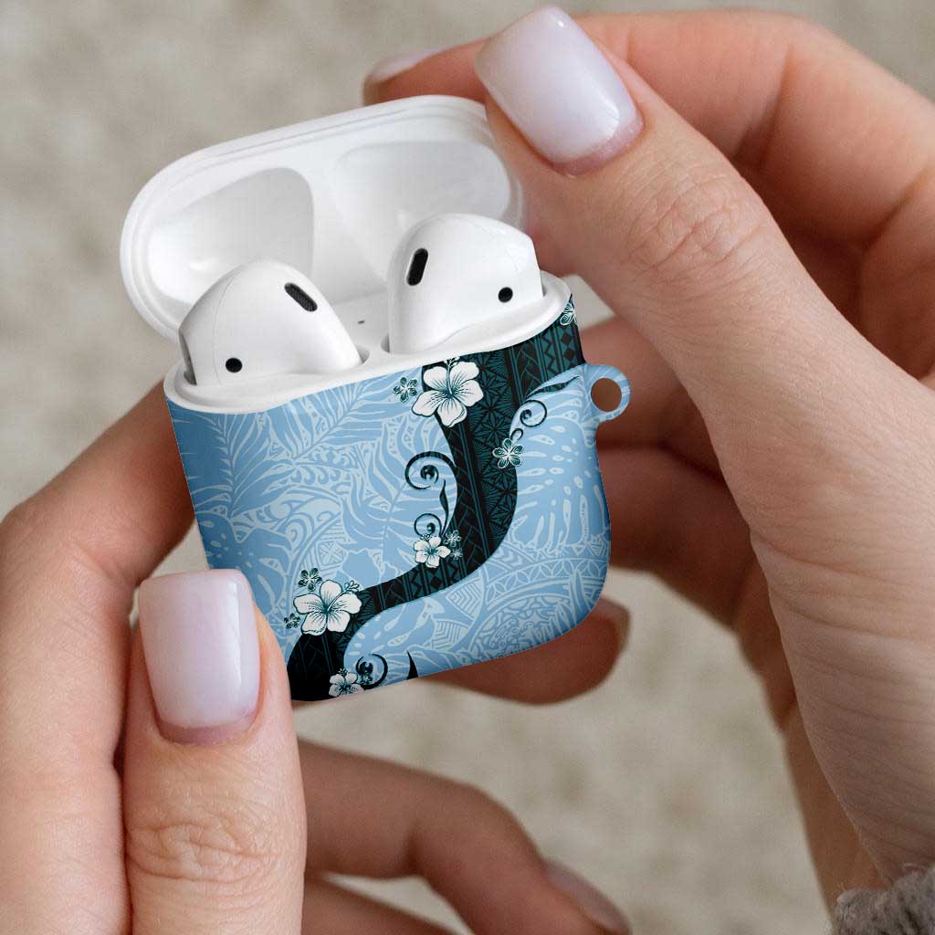 Polynesia Hibiscus AirPods Case Sky Blue Curve Motif LT05 - Polynesian Pride