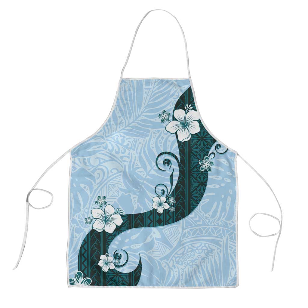 Polynesia Hibiscus Apron Sky Blue Curve Motif LT05 Blue - Polynesian Pride