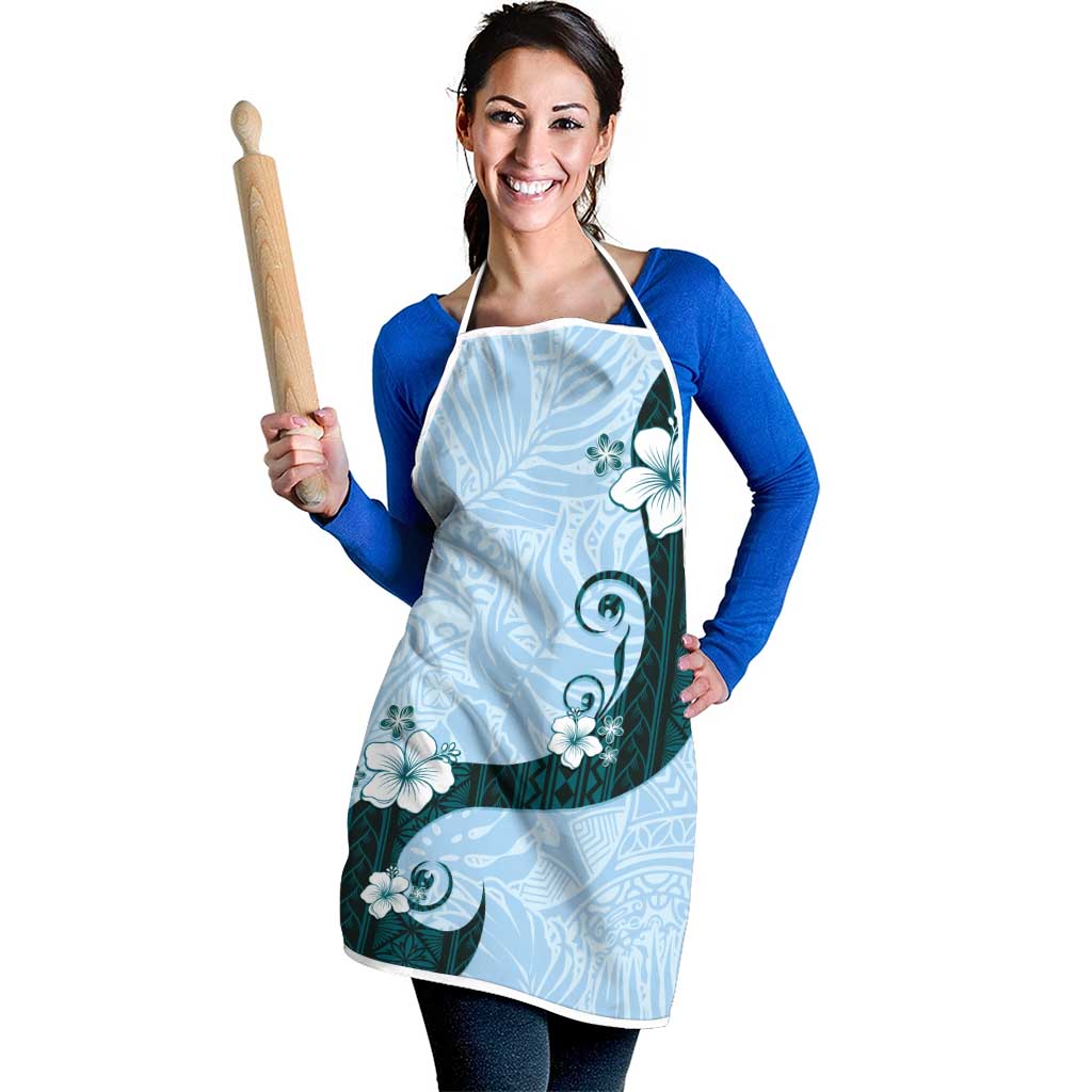 Polynesia Hibiscus Apron Sky Blue Curve Motif LT05 - Polynesian Pride