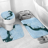 Polynesia Hibiscus Bathroom Set Sky Blue Curve Motif - Polynesian Pride
