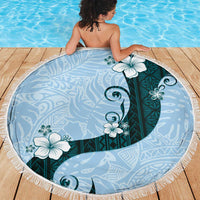 Polynesia Hibiscus Beach Blanket Sky Blue Curve Motif LT05 - Polynesian Pride