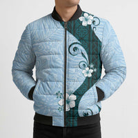 Polynesia Hibiscus Bomber Puffer Jacket Sky Blue Curve Motif LT05 - Polynesian Pride