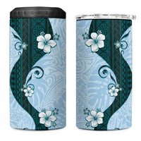 Polynesia Hibiscus 4 in 1 Can Cooler Tumbler Sky Blue Curve Motif LT05 One Size: 16 oz Blue - Polynesian Pride