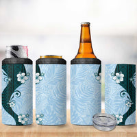 Polynesia Hibiscus 4 in 1 Can Cooler Tumbler Sky Blue Curve Motif LT05 - Polynesian Pride
