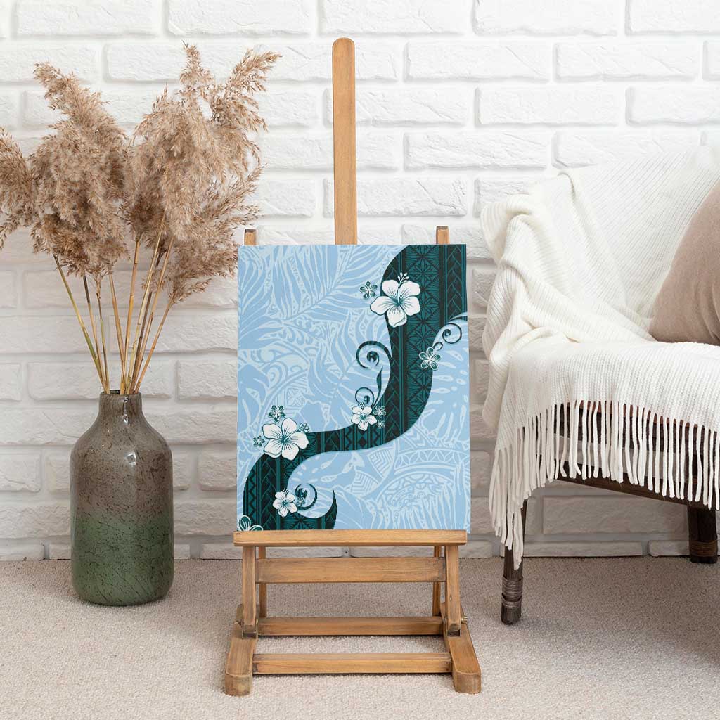 Polynesia Hibiscus Canvas Wall Art Sky Blue Curve Motif LT05 - Polynesian Pride