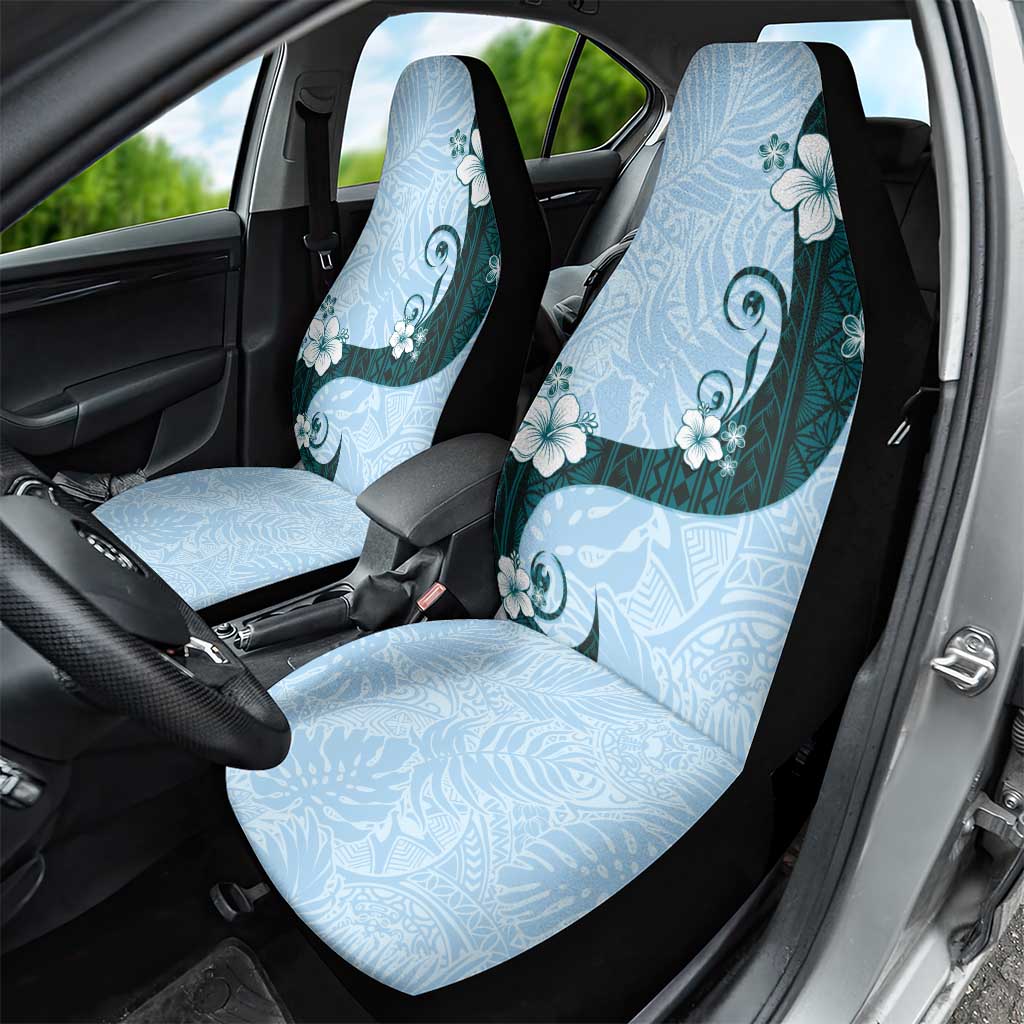 Polynesia Hibiscus Car Seat Cover Sky Blue Curve Motif - Polynesian Pride