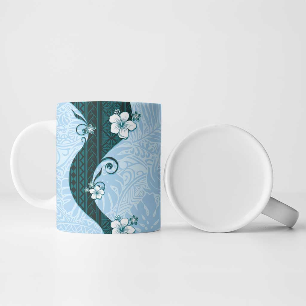 Polynesia Hibiscus Ceramic Mug Sky Blue Curve Motif LT05 - Polynesian Pride