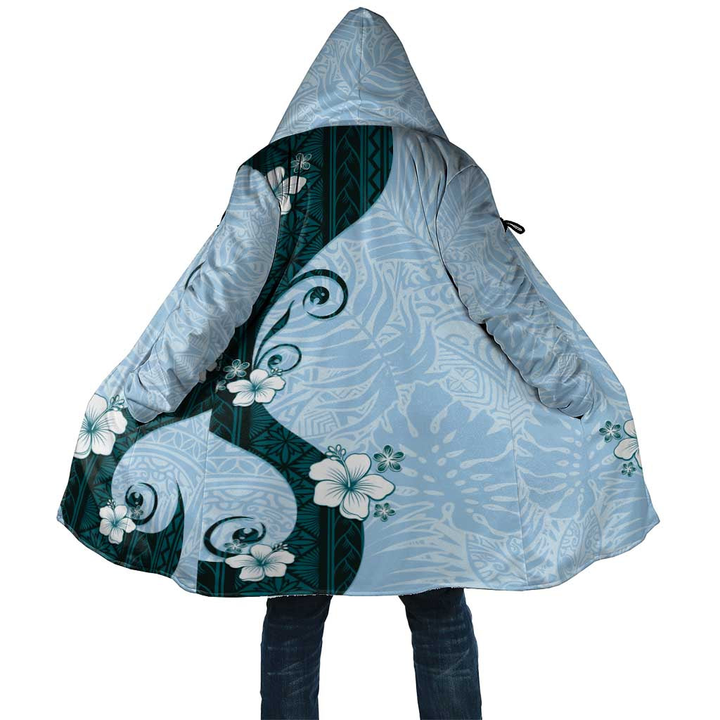 Polynesia Hibiscus Cloak Sky Blue Curve Motif - Polynesian Pride