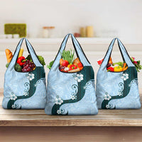 Polynesia Hibiscus Grocery Bag Sky Blue Curve Motif LT05 3-pack One Size Blue - Polynesian Pride