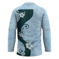 Polynesia Hibiscus Hockey Jersey Sky Blue Curve Motif LT05 - Polynesian Pride
