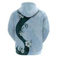Polynesia Hibiscus Hoodie Sky Blue Curve Motif - Polynesian Pride