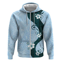 Polynesia Hibiscus Hoodie Sky Blue Curve Motif - Polynesian Pride