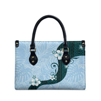 Polynesia Hibiscus Leather Bag Sky Blue Curve Motif - Polynesian Pride