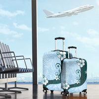 Polynesia Hibiscus Luggage Cover Sky Blue Curve Motif - Polynesian Pride