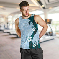 Polynesia Hibiscus Men Tank Top Sky Blue Curve Motif LT05 Blue - Polynesian Pride