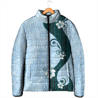 Polynesia Hibiscus Padded Jacket Sky Blue Curve Motif LT05 - Polynesian Pride