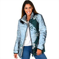 Polynesia Hibiscus Padded Jacket Sky Blue Curve Motif LT05 Women Blue - Polynesian Pride