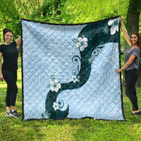 Polynesia Hibiscus Quilt Sky Blue Curve Motif - Polynesian Pride