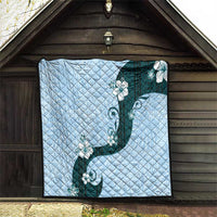 Polynesia Hibiscus Quilt Sky Blue Curve Motif - Polynesian Pride