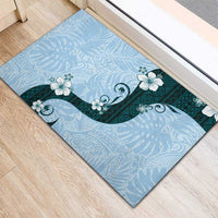 Polynesia Hibiscus Rubber Doormat Sky Blue Curve Motif LT05 - Polynesian Pride