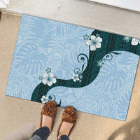 Polynesia Hibiscus Rubber Doormat Sky Blue Curve Motif LT05 - Polynesian Pride