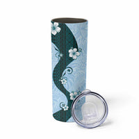 Polynesia Hibiscus Skinny Tumbler Sky Blue Curve Motif - Polynesian Pride