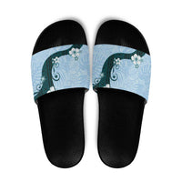 Polynesia Hibiscus Slide Sandals Sky Blue Curve Motif - Polynesian Pride