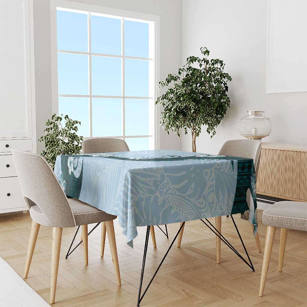 Polynesia Hibiscus Tablecloth Sky Blue Curve Motif LT05 - Polynesian Pride