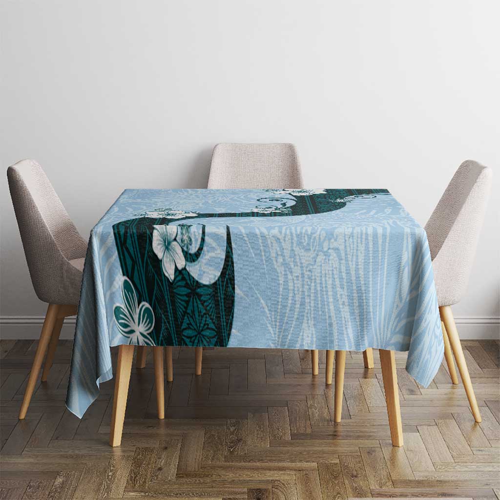 Polynesia Hibiscus Tablecloth Sky Blue Curve Motif LT05 - Polynesian Pride