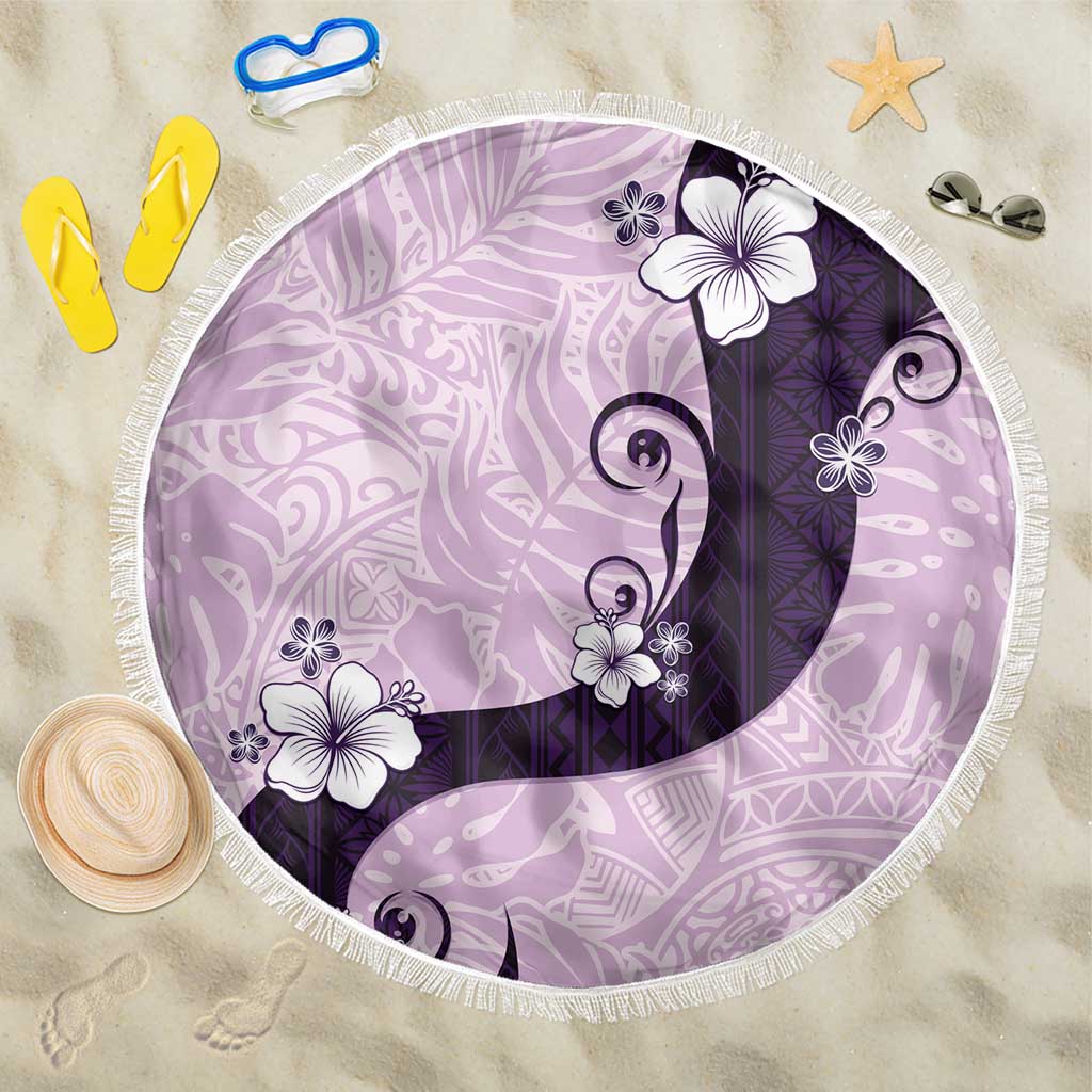 Polynesia Hibiscus Beach Blanket Thistle Curve Motif LT05 One Size 150cm Purple - Polynesian Pride