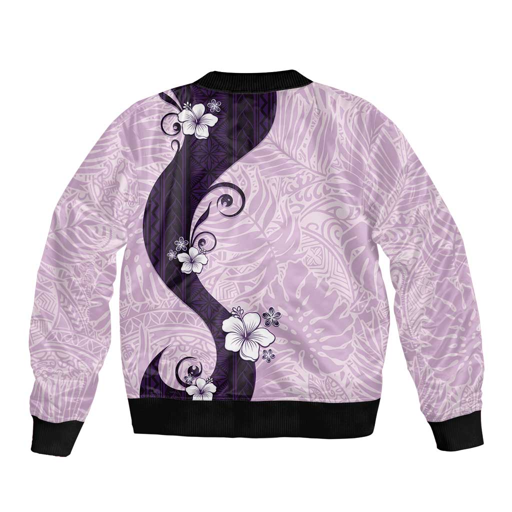 Polynesia Hibiscus Bomber Jacket Thistle Curve Motif - Polynesian Pride