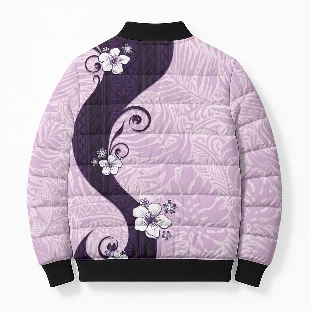 Polynesia Hibiscus Bomber Puffer Jacket Thistle Curve Motif LT05 - Polynesian Pride