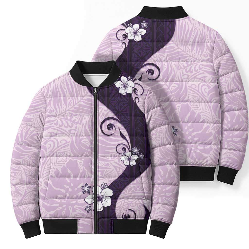 Polynesia Hibiscus Bomber Puffer Jacket Thistle Curve Motif LT05 - Polynesian Pride