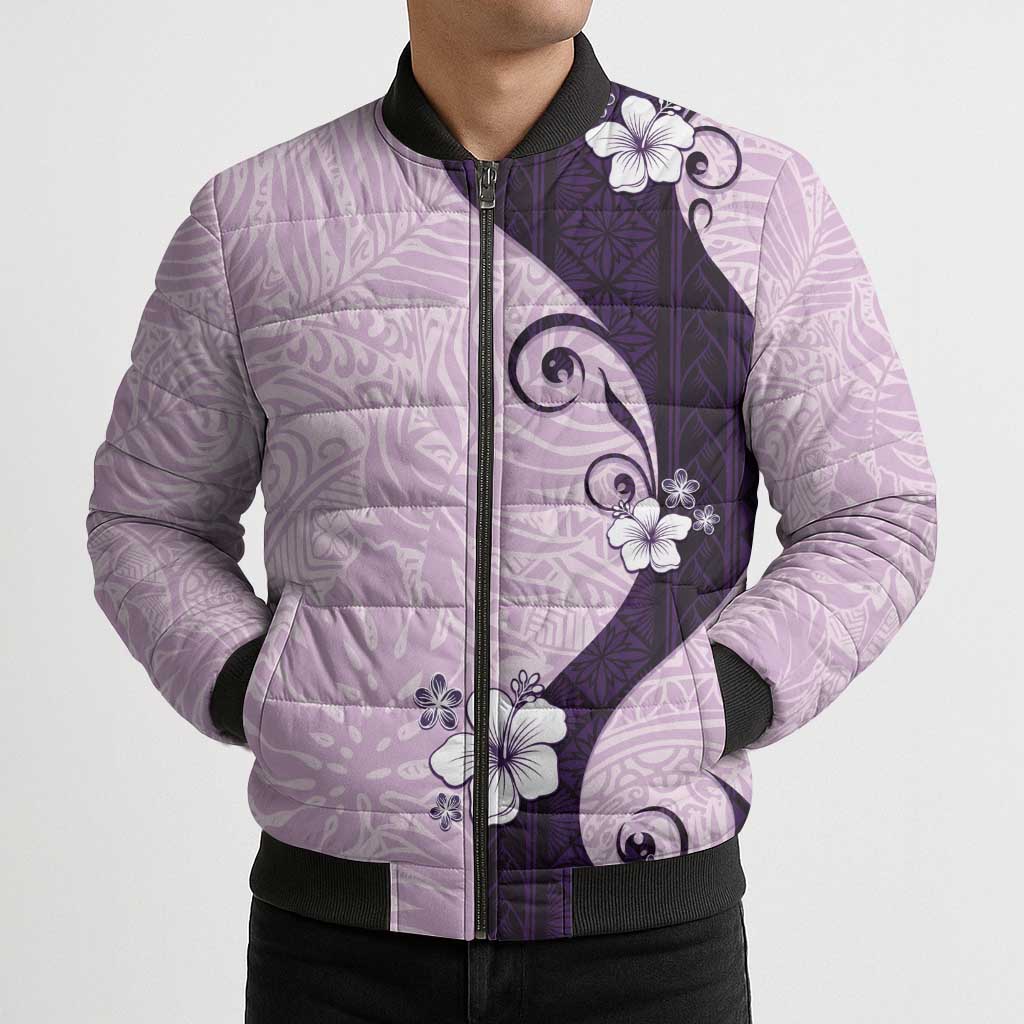 Polynesia Hibiscus Bomber Puffer Jacket Thistle Curve Motif LT05 - Polynesian Pride