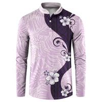 Polynesia Hibiscus Button Sweatshirt Thistle Curve Motif LT05 Purple - Polynesian Pride