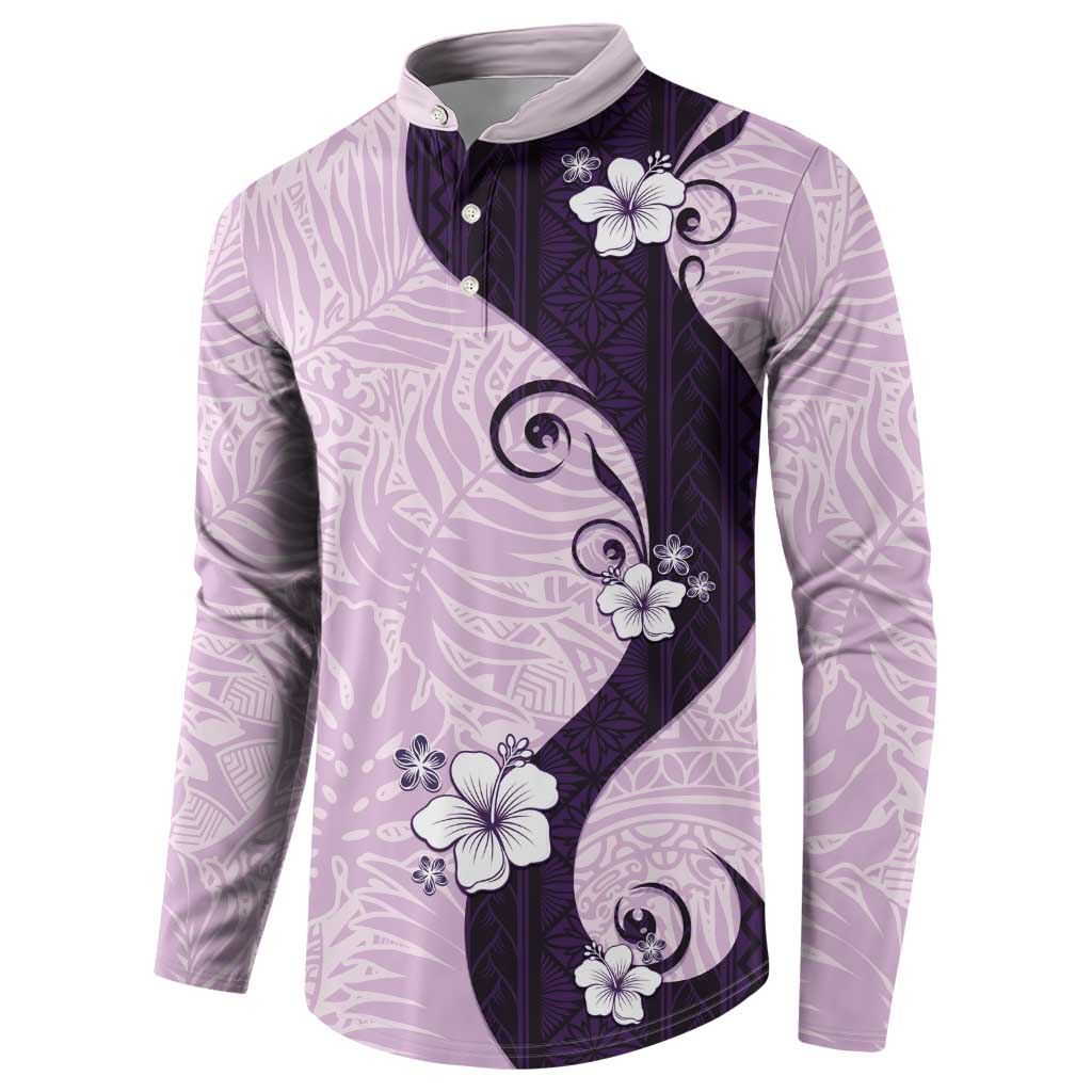 Polynesia Hibiscus Button Sweatshirt Thistle Curve Motif LT05 - Polynesian Pride