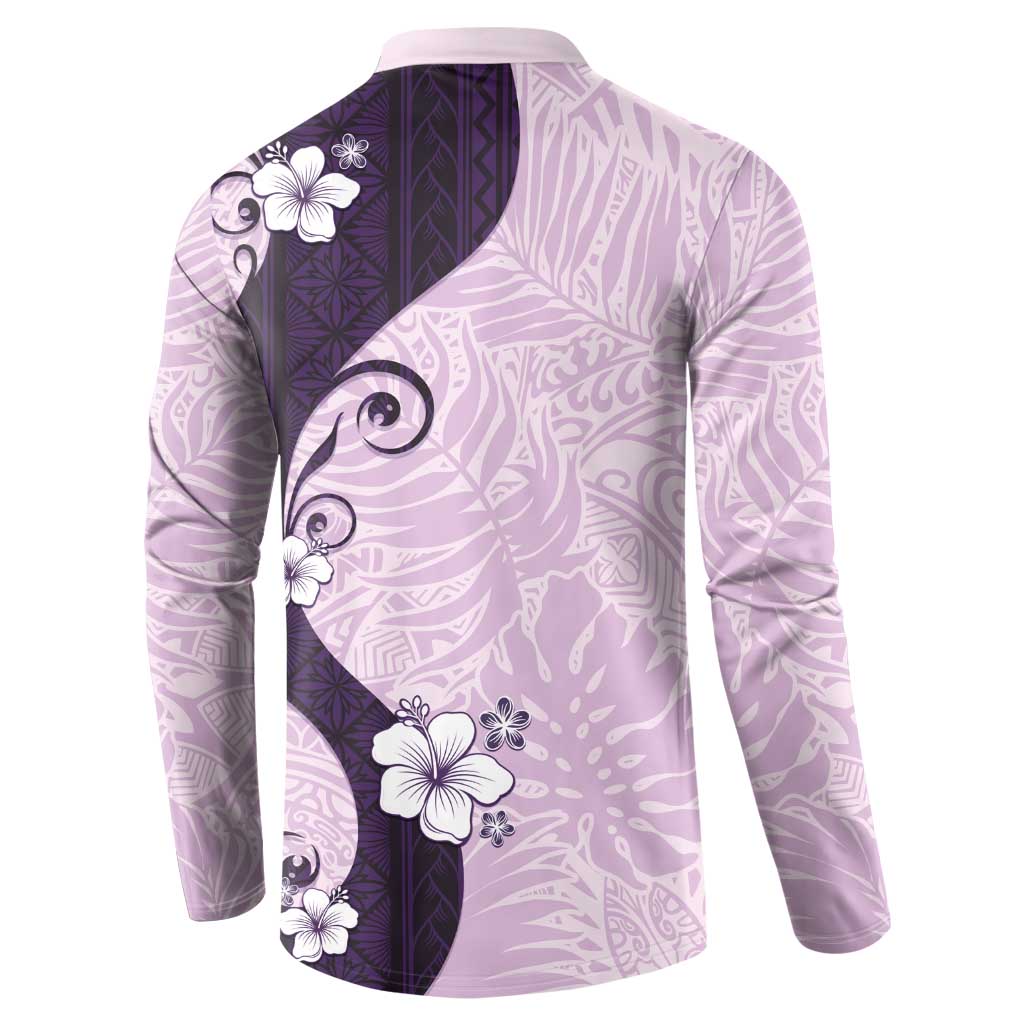 Polynesia Hibiscus Button Sweatshirt Thistle Curve Motif LT05 - Polynesian Pride