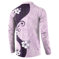 Polynesia Hibiscus Button Sweatshirt Thistle Curve Motif LT05 - Polynesian Pride