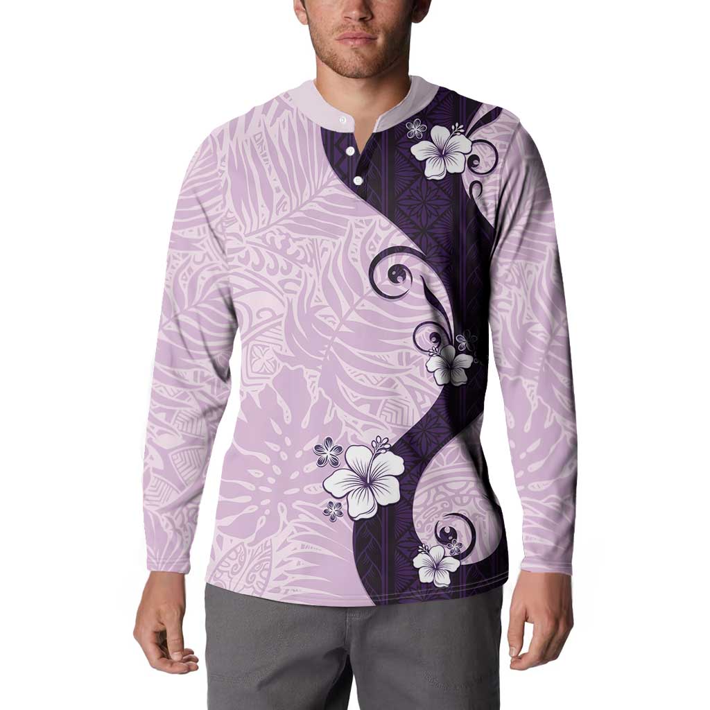 Polynesia Hibiscus Button Sweatshirt Thistle Curve Motif LT05 - Polynesian Pride